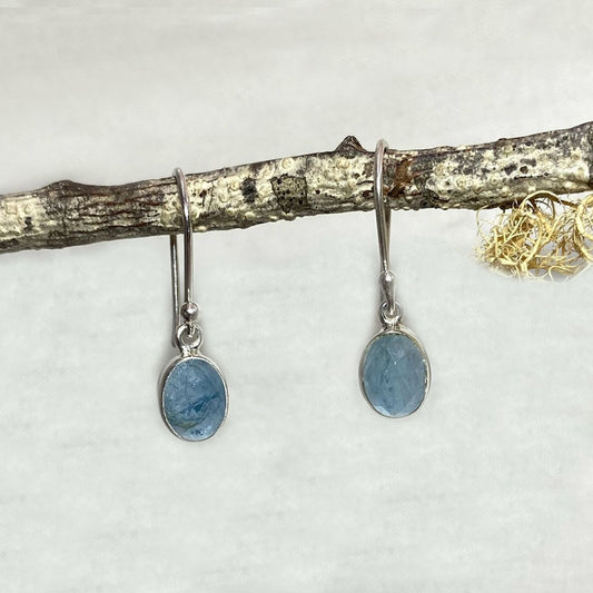 Faceted Oval Aquamarine Earrings