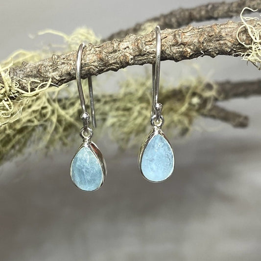 Teardrop Faceted Aquamarine Earrings