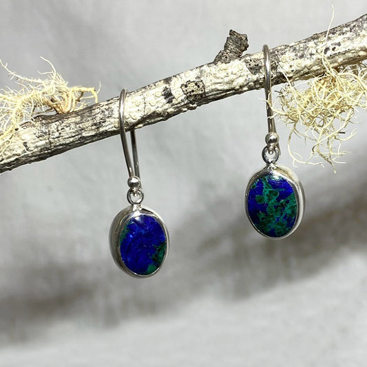 Oval Azurite Earrings