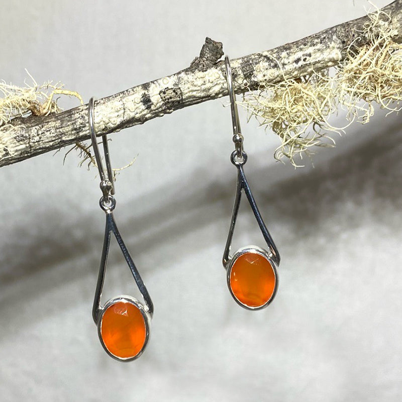 Oval Faceted Carnelian Earrings