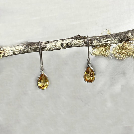 Faceted Teardrop Citrine Earrings