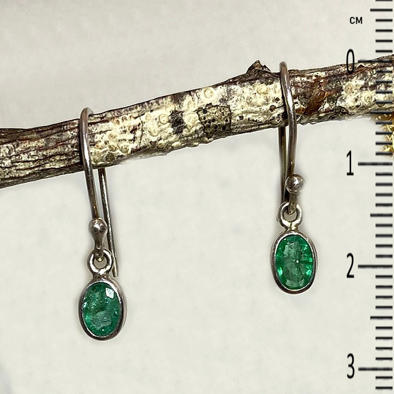 Faceted Oval Emerald Earrings
