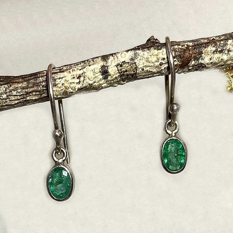 Faceted Oval Emerald Earrings