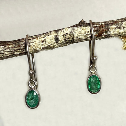 Faceted Oval Emerald Earrings