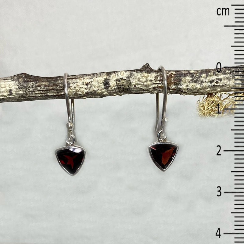Faceted Triangle Garnet Earrings