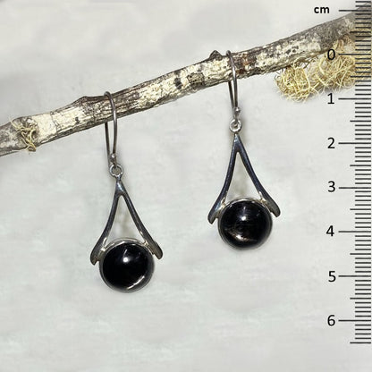 Round Hypersthene Ornate Sterling Silver Earrings