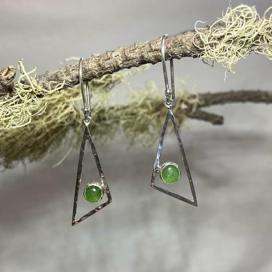 Triangle Shaped Nephrite Jade Earrings