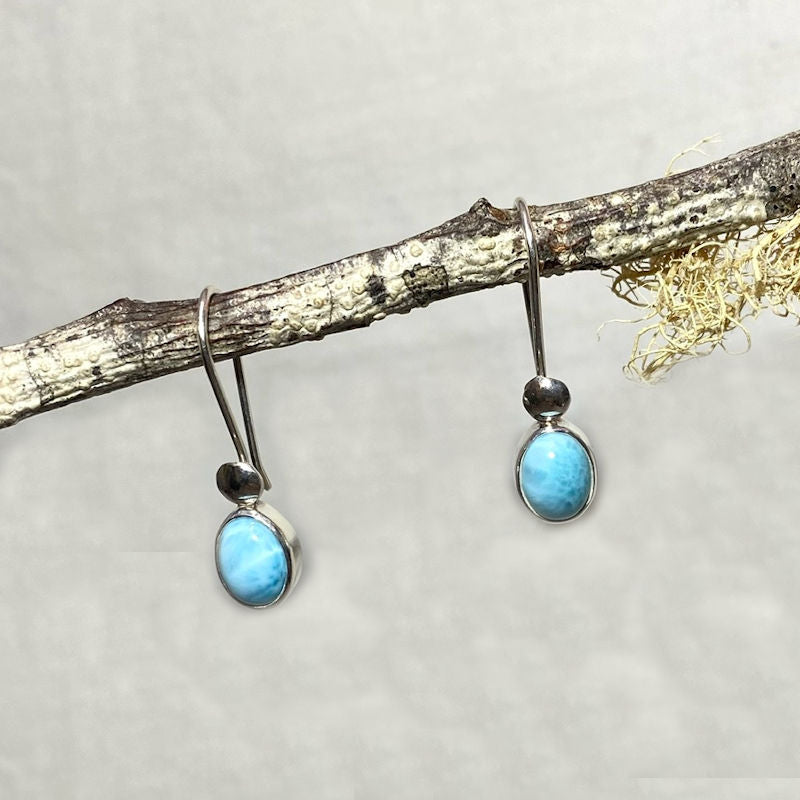 Oval Larimar Earrings