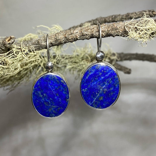 Oval Lapis Lazuli Earrings