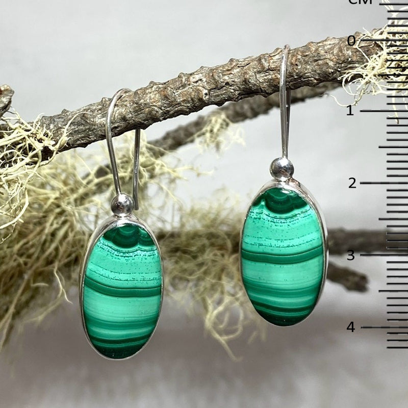 Oval Malachite Earrings