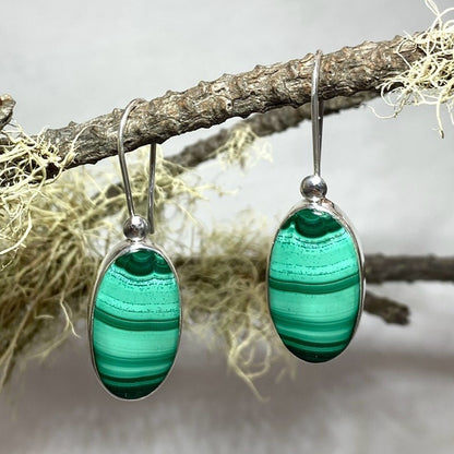 Oval Malachite Earrings