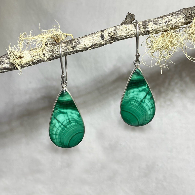 Teardrop Malachite Earrings