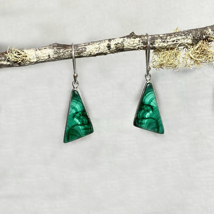 Triangle Malachite Earrings