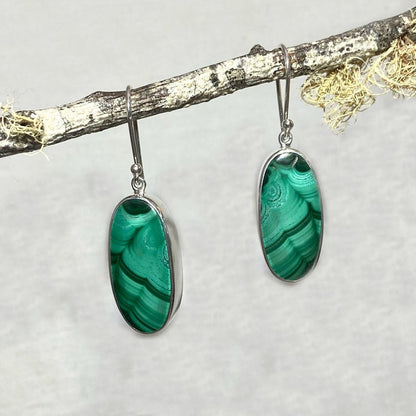 Oval Malachite Earrings