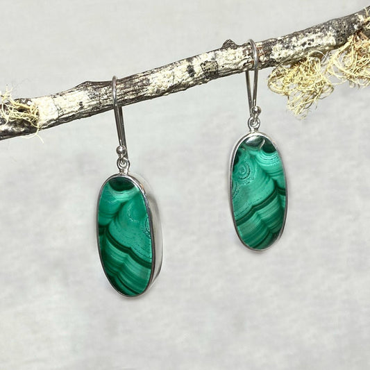 Oval Malachite Earrings