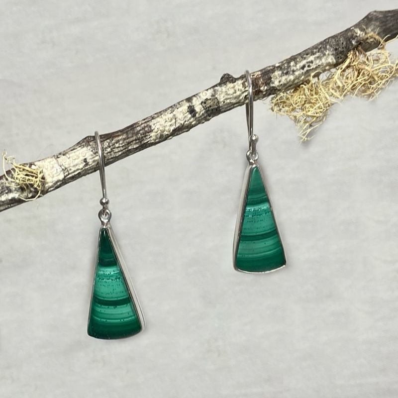 Triangle Malachite Earrings