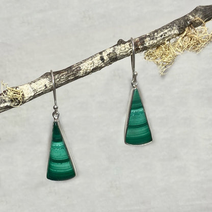 Triangle Malachite Earrings