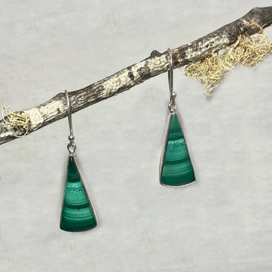 Triangle Malachite Earrings
