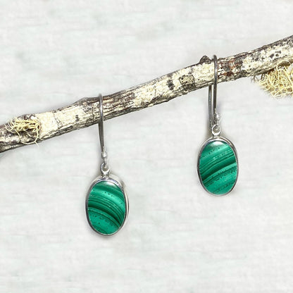 Oval Malachite Earrings