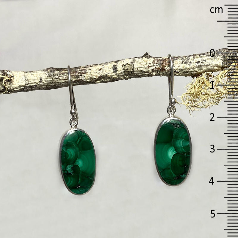 Oval Malachite Earrings