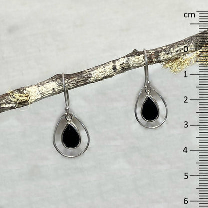 Teardrop Black Onyx Ornate Sterling Silver Earrings