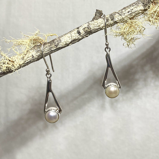 Ornate Sterling Silver Pearl Earrings