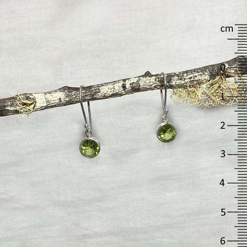 Round Faceted Peridot Earrings
