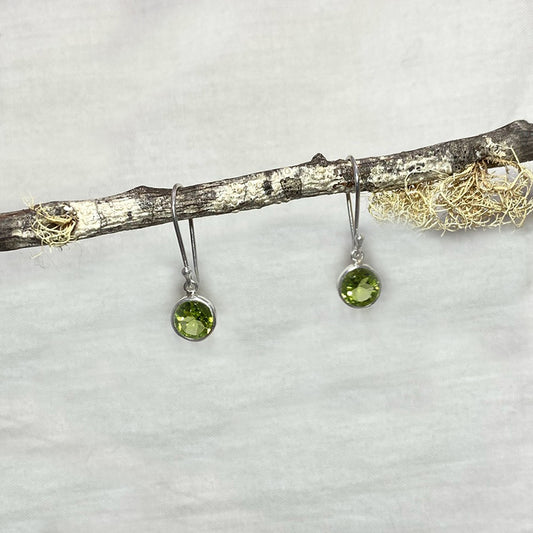 Round Faceted Peridot Earrings