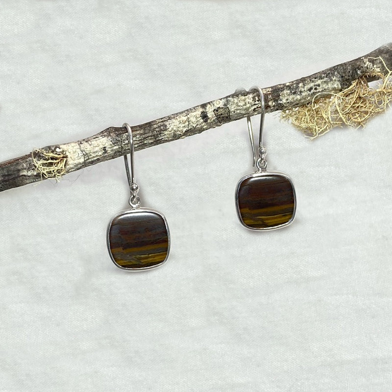 Square Tigers Eye Earrings