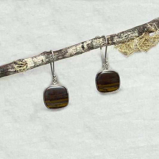 Square Tigers Eye Earrings