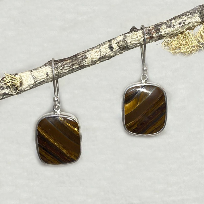 Square Tigers Eye Earrings