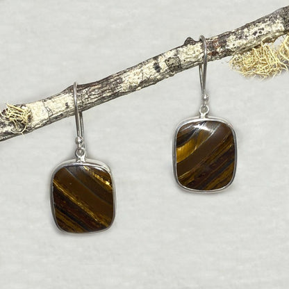 Square Tigers Eye Earrings