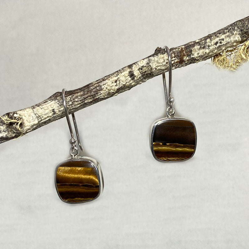 Square Tigers Eye Earrings