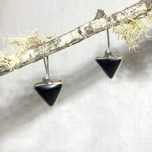 Black Tourmaline Triangle Earrings