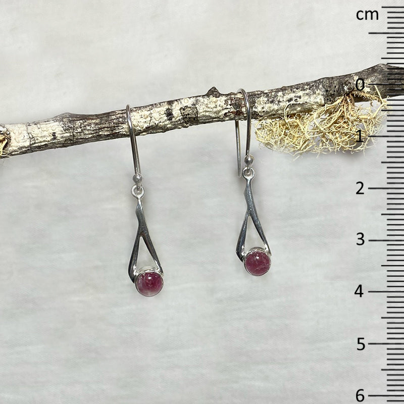 Round Pink Tourmaline Ornate Sterling Silver Earrings