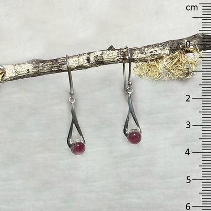 Round Pink Tourmaline Ornate Sterling Silver Earrings