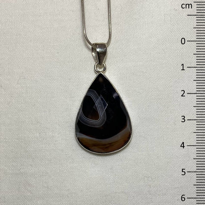 Faceted Teardrop Banded Agate Pendant