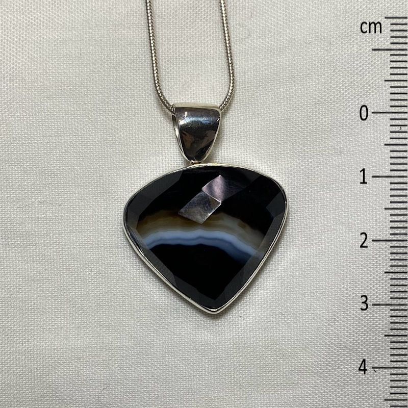 Faceted Pear Shaped Banded Agate Pendant