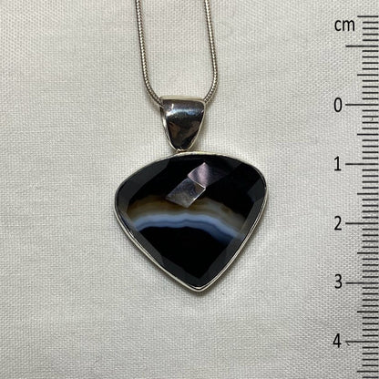 Faceted Pear Shaped Banded Agate Pendant