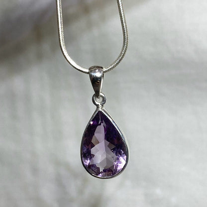 Teardrop Faceted Amethyst Pendant