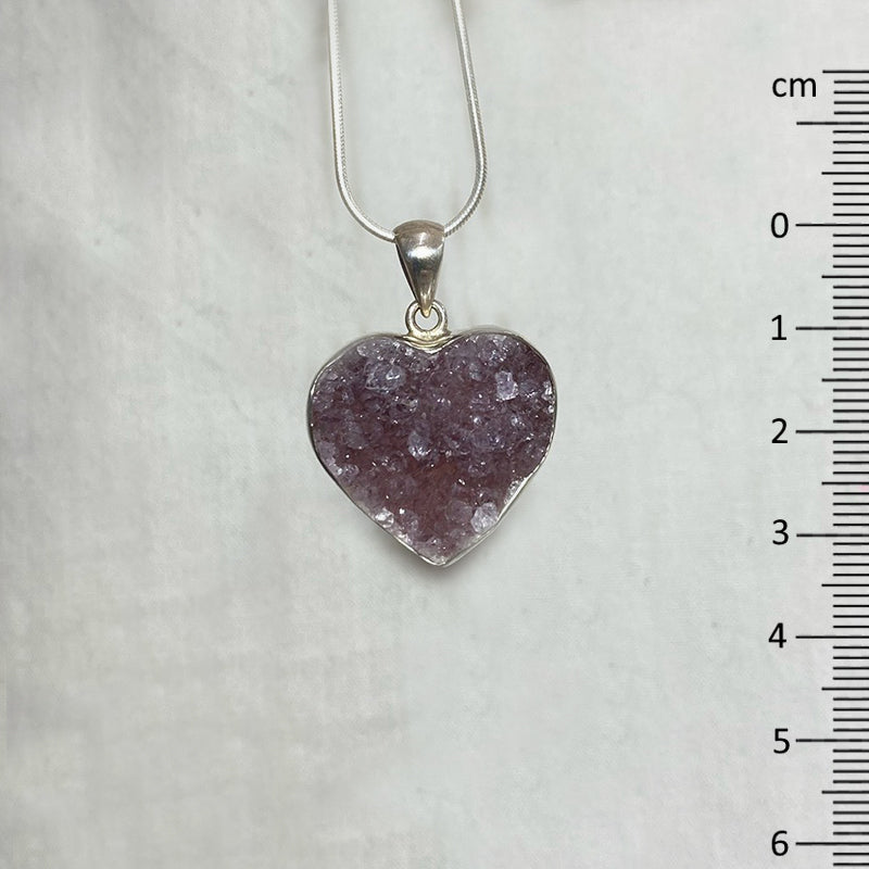 Heart Shaped Amethyst Druzy Pendant