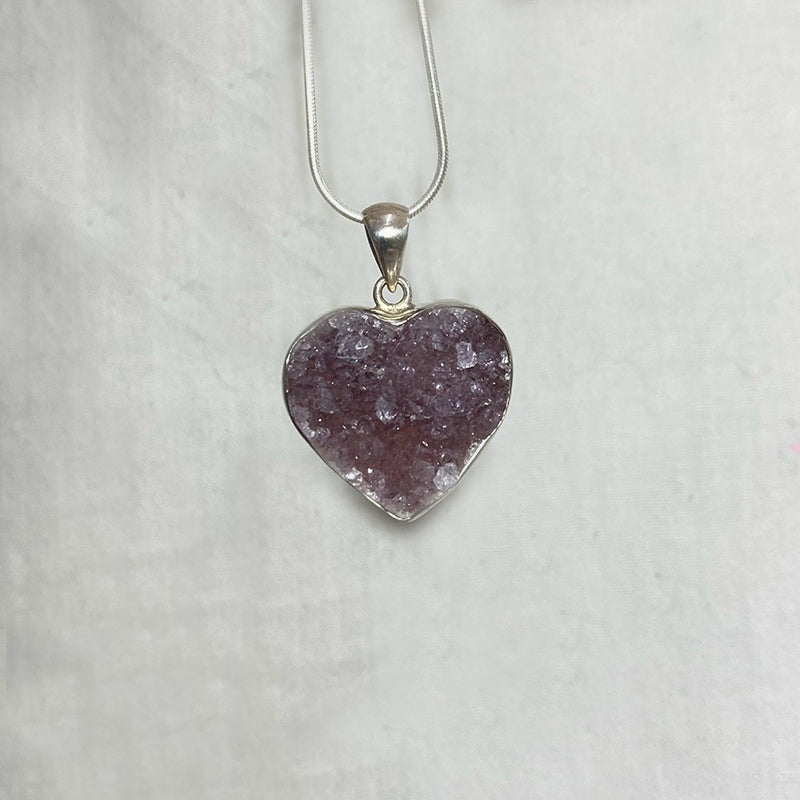 Heart Shaped Amethyst Druzy Pendant