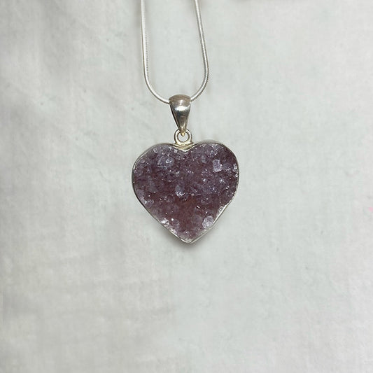 Heart Shaped Amethyst Druzy Pendant