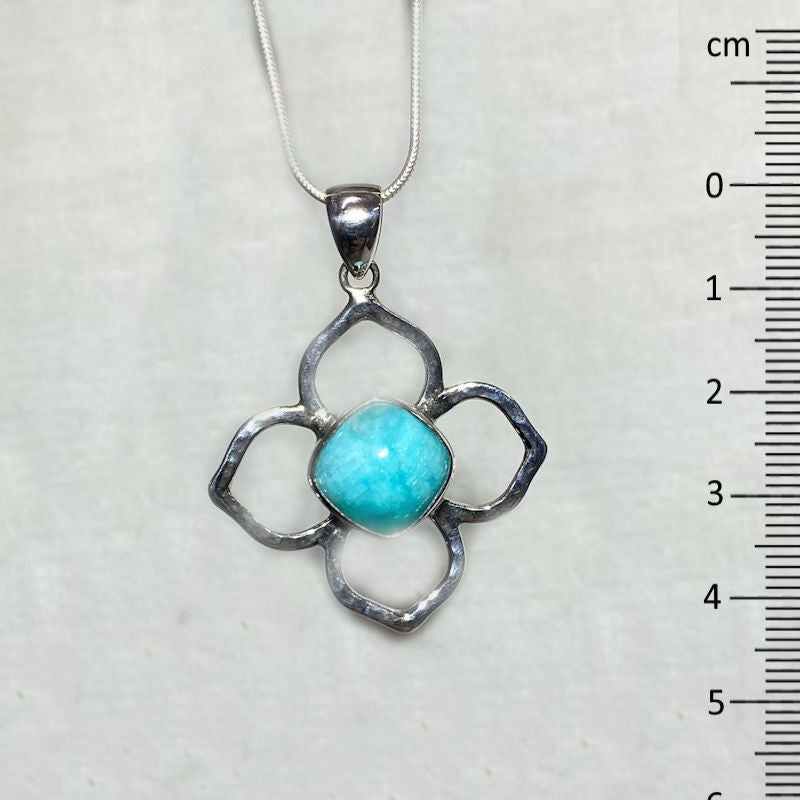 Amazonite Sterling Silver Flower Pendant