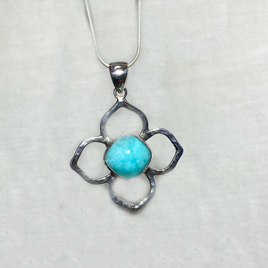 Amazonite Sterling Silver Flower Pendant
