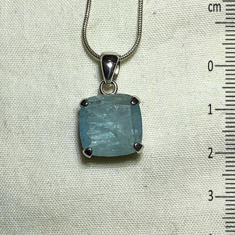 Faceted Square Aquamarine Pendant