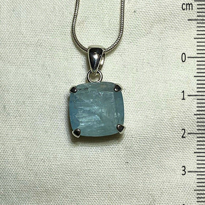 Faceted Square Aquamarine Pendant