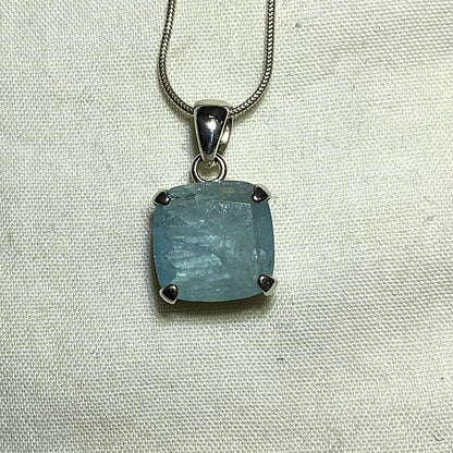 Faceted Square Aquamarine Pendant