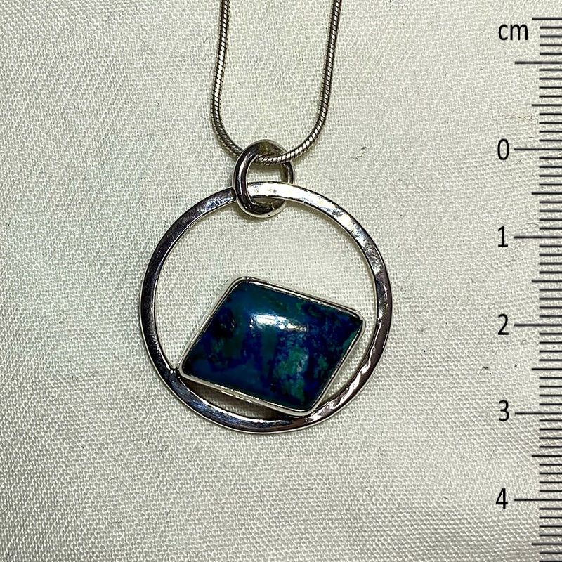 Freeform Chrysocolla Ornate Sterling Silver Pendant
