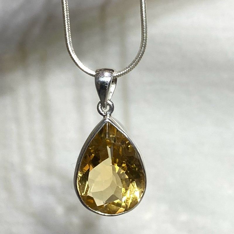 Teardrop Faceted Citrine Pendant